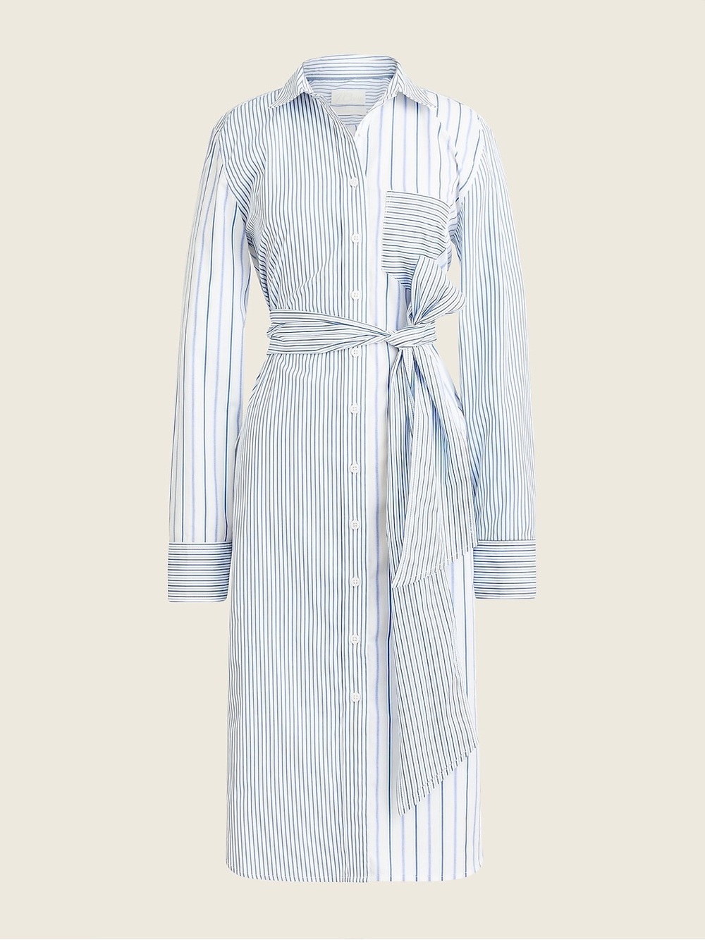 J.Crew Classic-Fit Cotton Poplin Shirt Dress in Mixed Stripe, Size 6